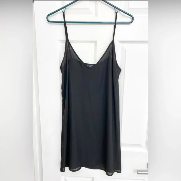 All Saints Black & Gold Embroidered Sheer Dress w/ Slip - Picture 5 of 7